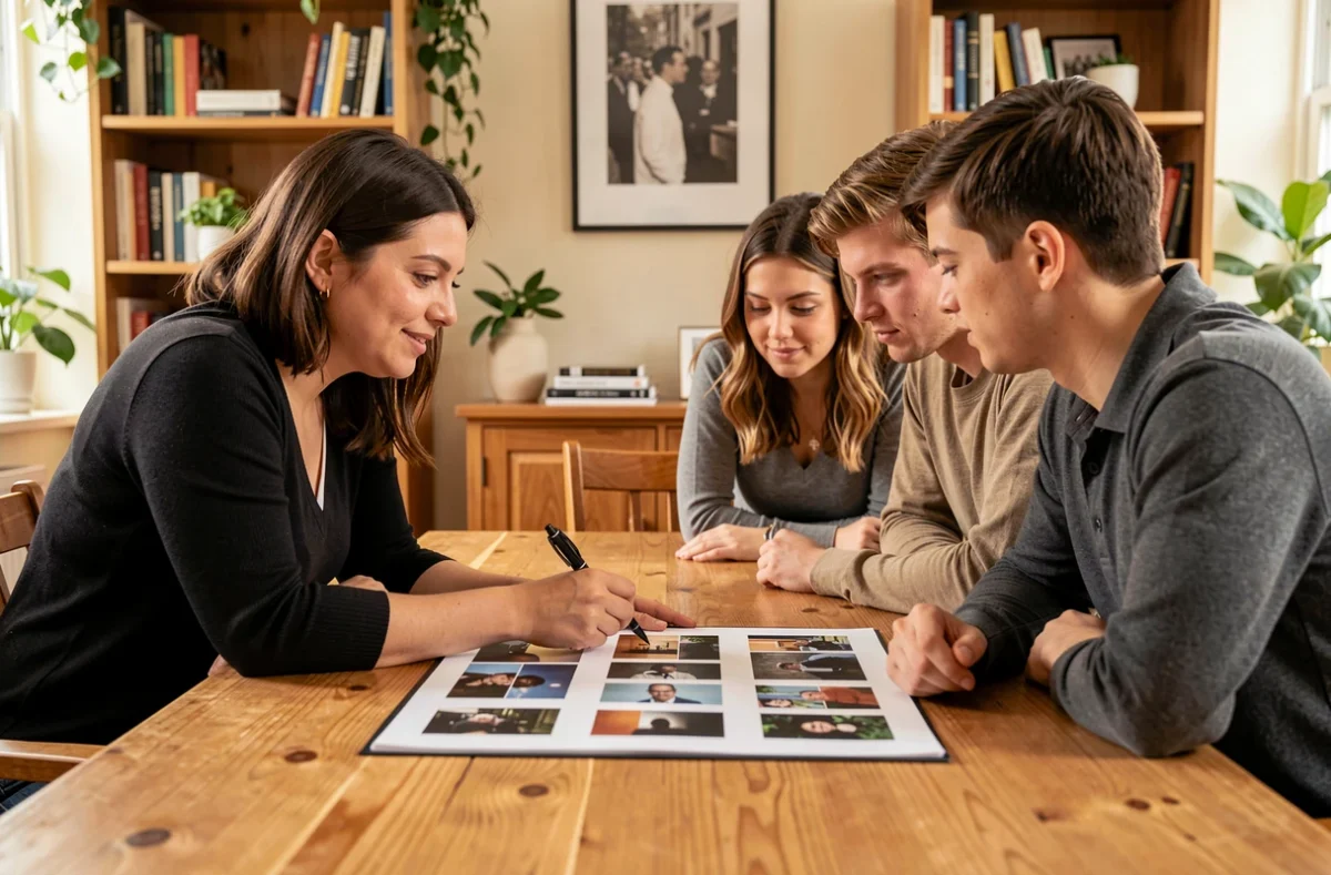 Consultation avec un photographe professionnel pour discuter des tarifs et du portfolio à Alfortville