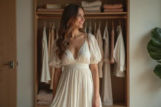 Femme en robe Les Filles Fidèles dans une chambre moderne