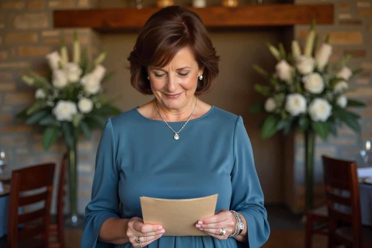 Femme lisant ses vœux lors d