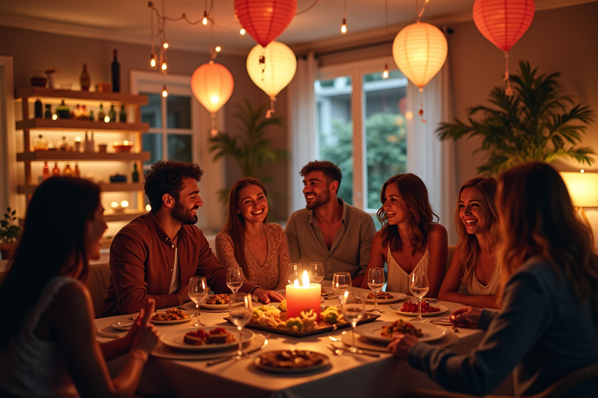 Fête surprise en intérieur avec décorations créatives et jeux