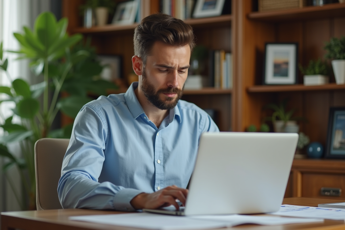 Jeune homme en chemise bleue consulte un itinéraire de voyage
