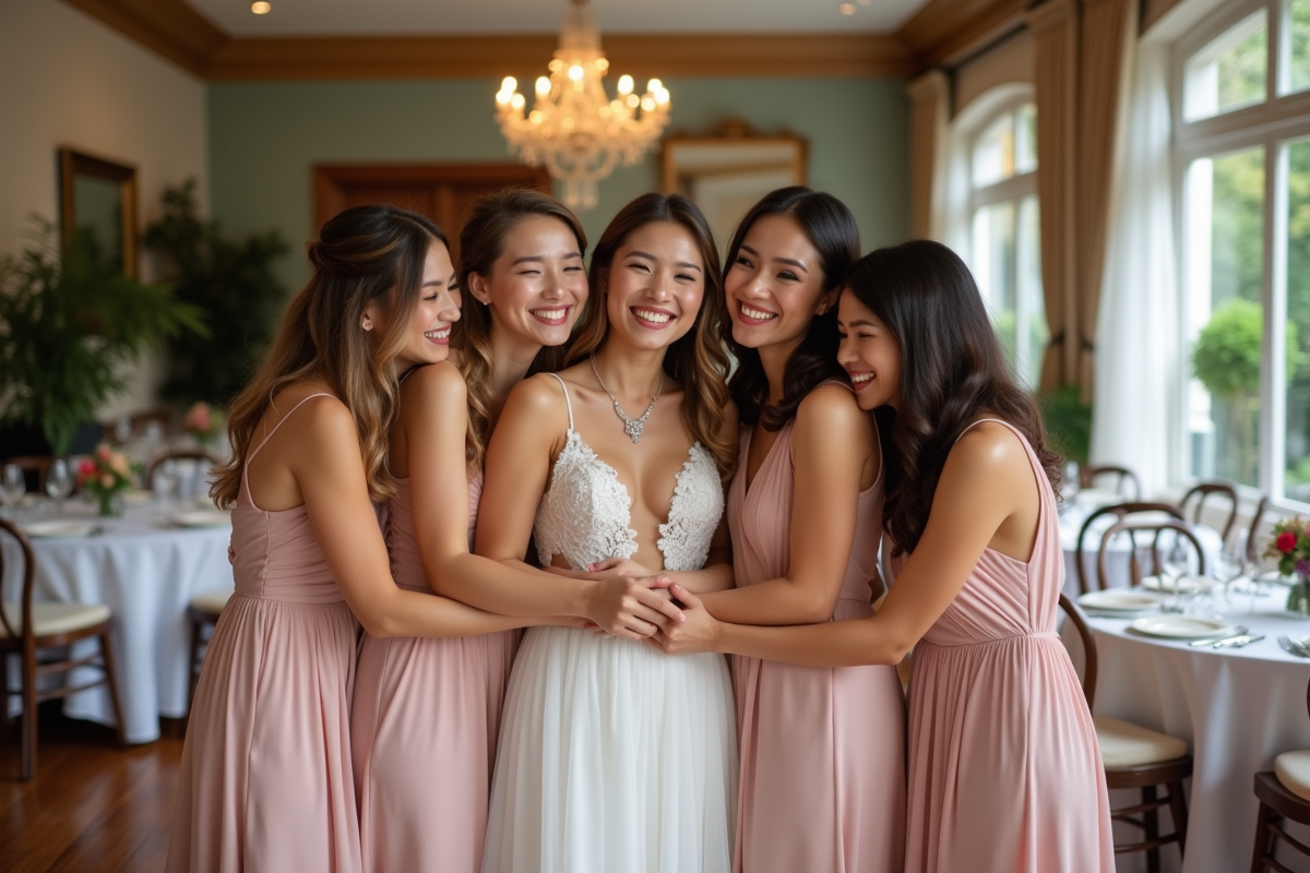 Jeune mariée et ses demoiselles d