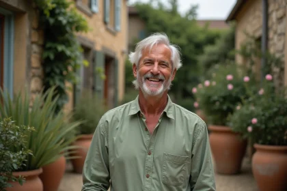 Stéphane Marie dans son jardin privé, portrait d'un animateur de jardinage en milieu naturel